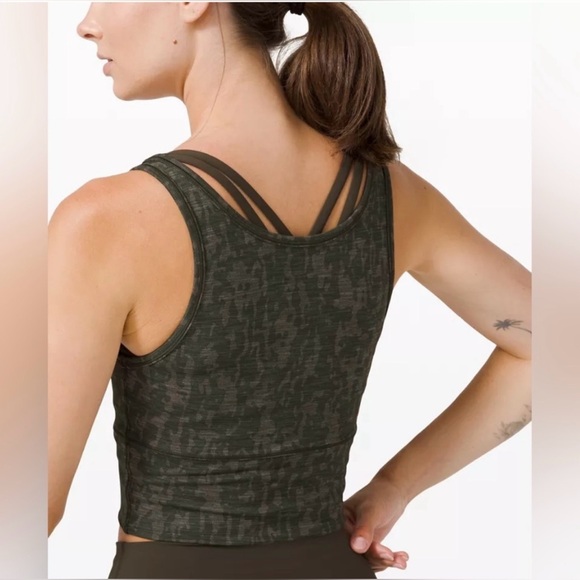 Lululemon Power Pivot Tank Crop Tough Heathered Black Asphalt Grey Size 8 - Picture 6 of 16